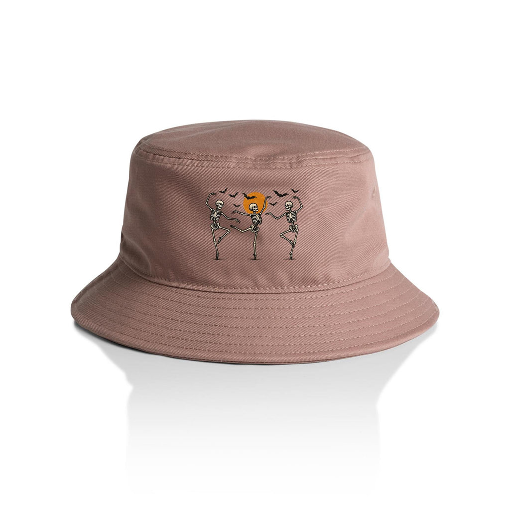 Skeleton Dance - AS Colour Bucket Hat Hazy Pink One Size As Colour Bucket Hat Halloween Printed In Australia