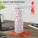 Vintage Pink Floral 20oz Tall Skinny Tumbler with Lid and Straw