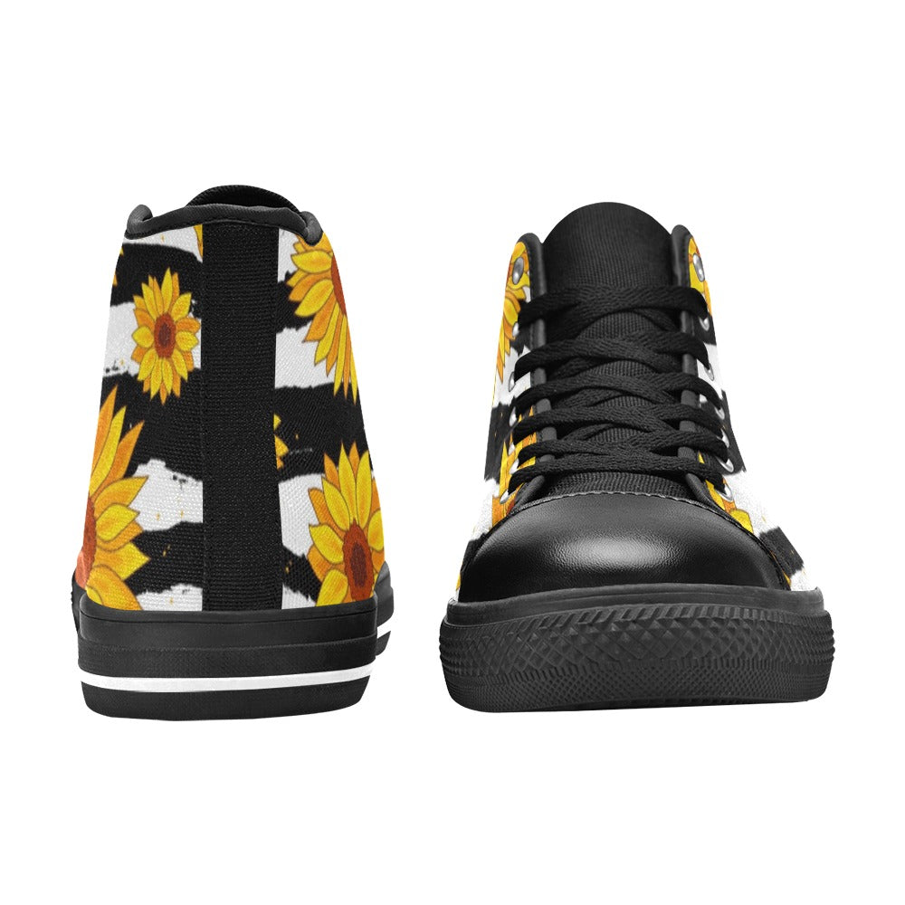Sunflower Stripes - Women's High Top Canvas Shoes