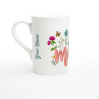 Personalised Mum With Flowers And Butterflies White 10oz Porcelain Slim Mug Default Title Personalised Porcelain Mug Globally Fulfilled Mum