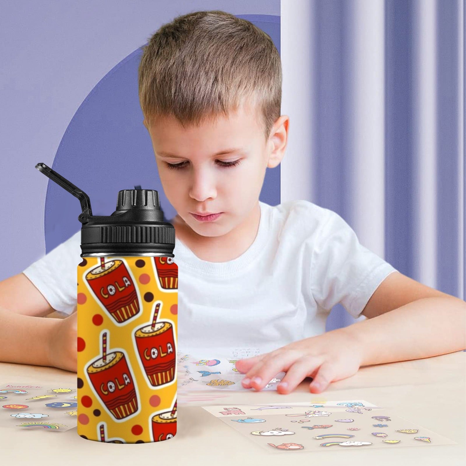 Cola Kids Water Bottle with Chug Lid (12 oz) Kids Water Bottle with Chug Lid Food Printed Offshore