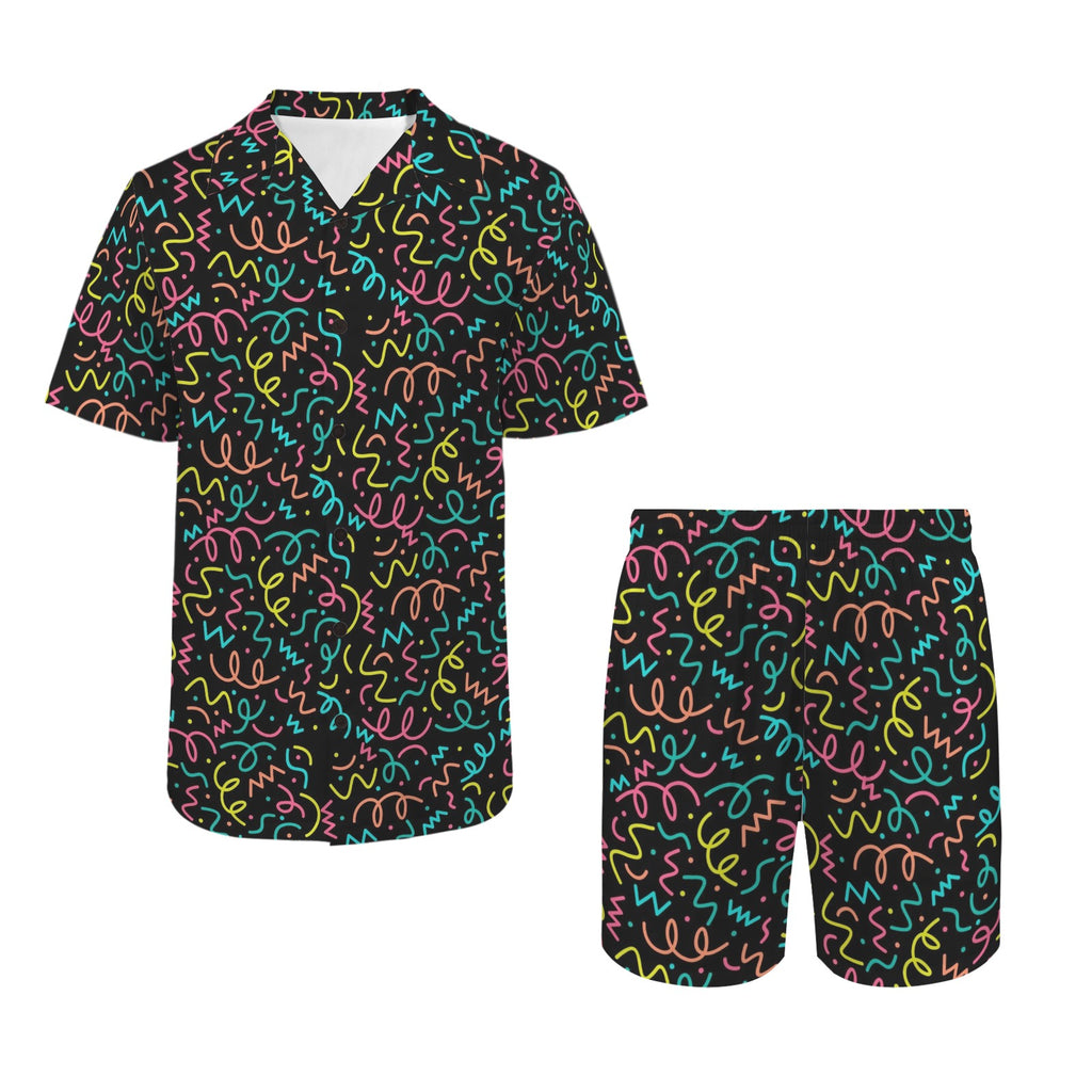 Squiggle Time Men's Hawaiian Shirt & Shorts Set Men's Hawaiian Shirt & Shorts Set Printed Offshore