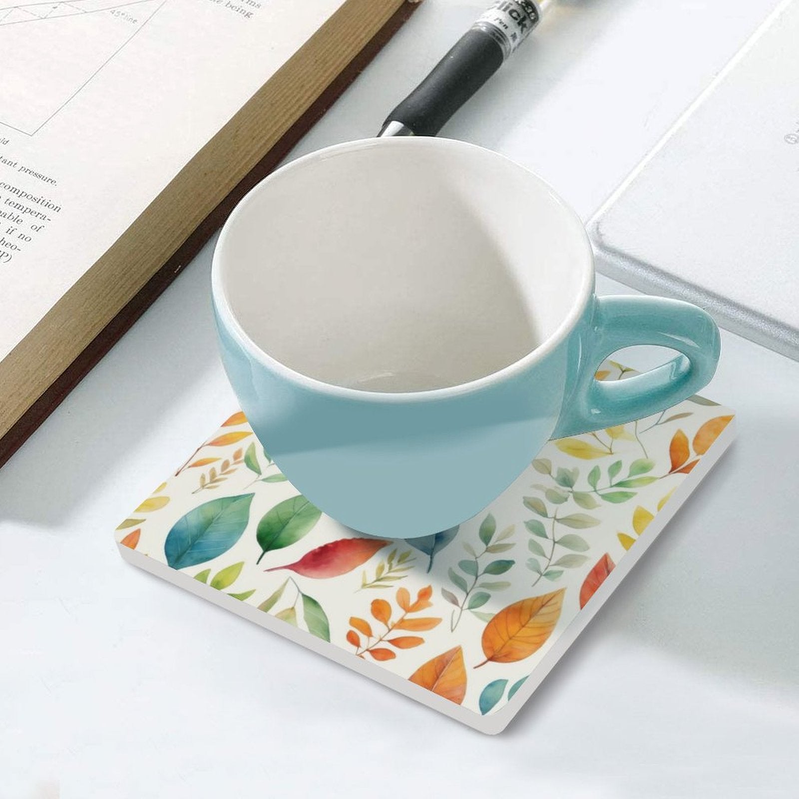 Autumn Leaves - Ceramic Coasters (Square) Ceramic Coasters Plants Printed Offshore