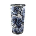 Blue And White Floral - 20oz Mobile Tumbler with Lid (Black Lock) One Size 20oz Travel Mug Plants Printed Offshore