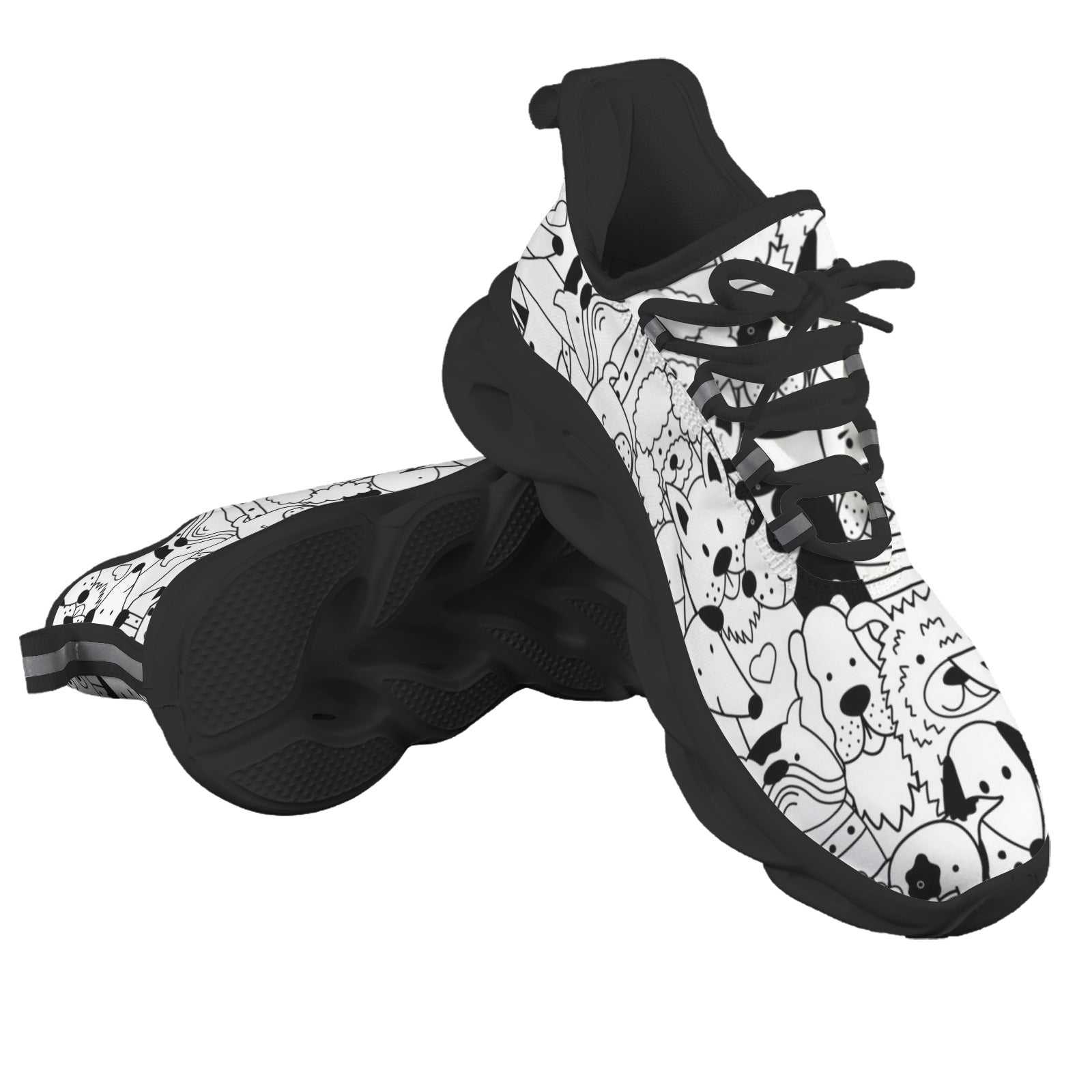 Black And White Dogs Men's Twisted Sole Sneakers