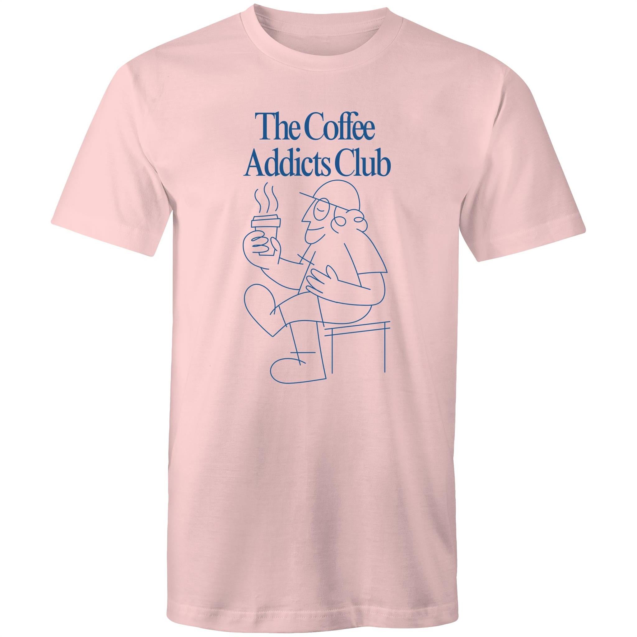 The Coffee Addicts Club - Mens T-Shirt Pink Mens T-shirt Coffee Printed In Australia