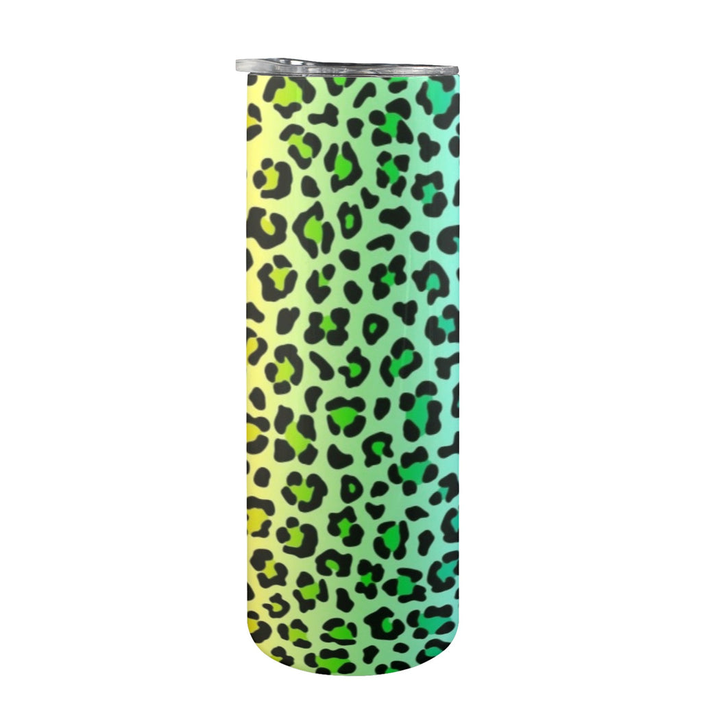 Rainbow Leopard Print - 20oz Tall Skinny Tumbler with Lid and Straw