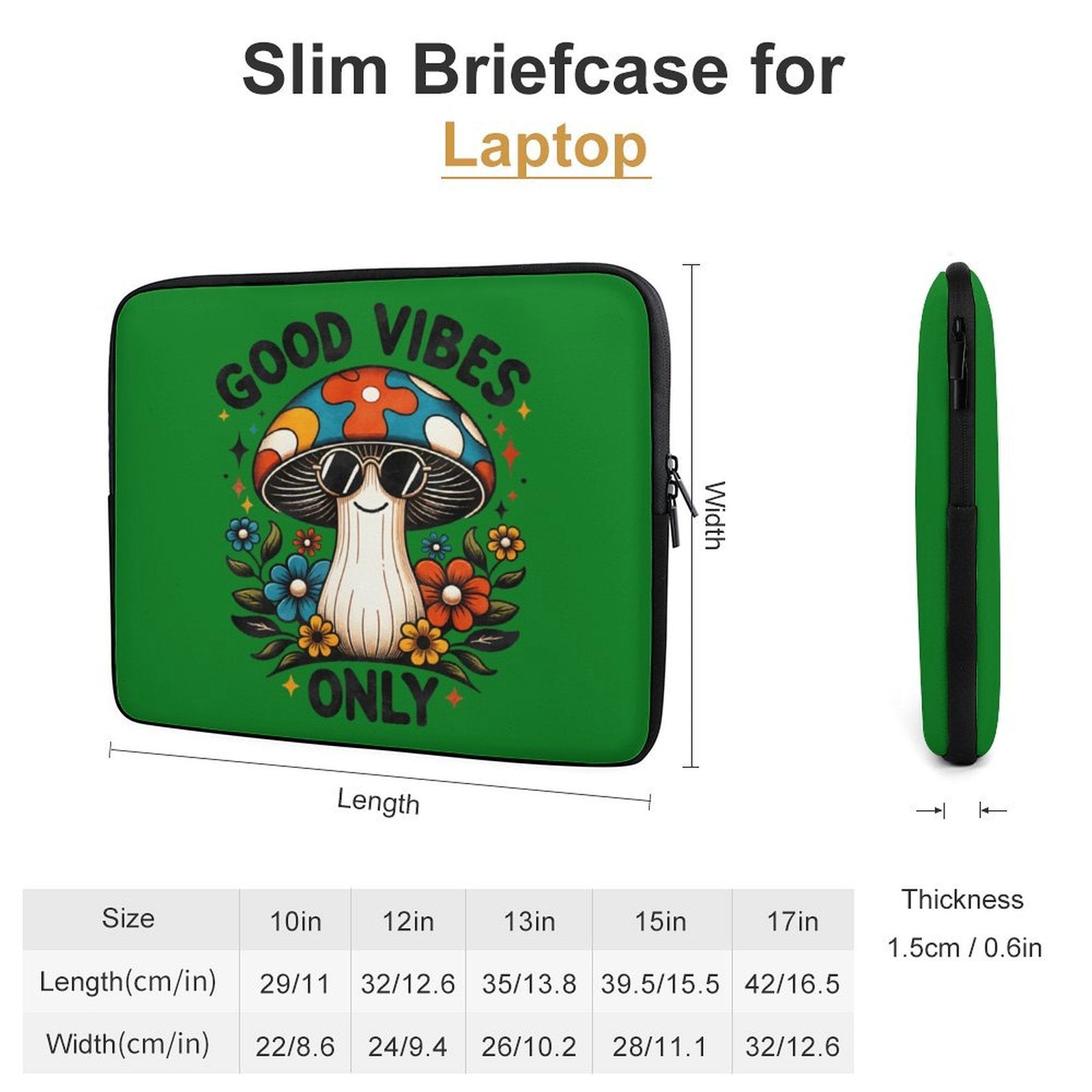 Good Vibes Only, Hippie Mushroom - Laptop Sleeve (Multiple Sizes)