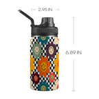 Happy Retro Flowers - Kids Water Bottle with Chug Lid (12 oz) One Size Kids Water Bottle with Chug Lid Printed Offshore Retro