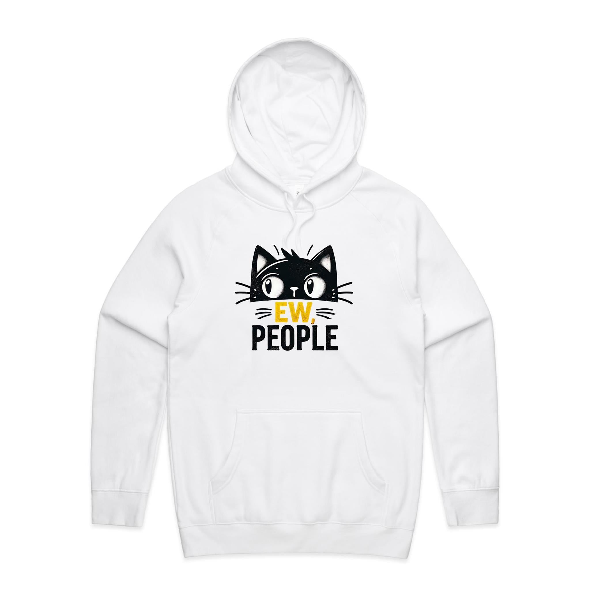 Ew People, Cat - Mens Hoodie White Mens Hoodie animal Printed In Australia