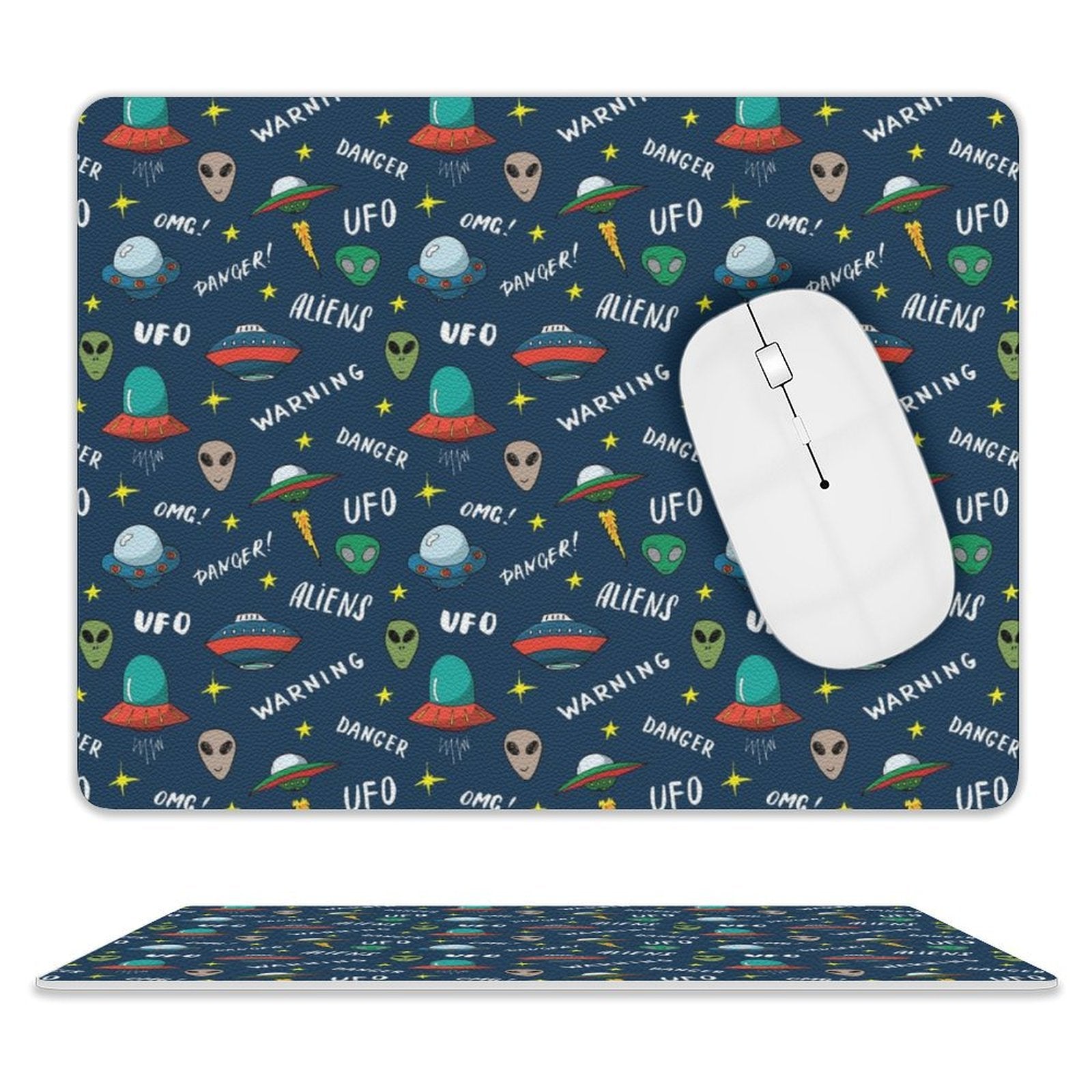 UFO's And Aliens - Leather Mouse Pad white One size Leather Mouse Pad Printed Offshore Sci Fi