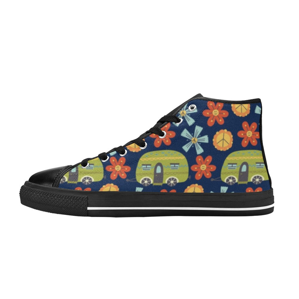 Hippie Caravan - Kids High Top Canvas Shoes