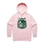 Alien And Bigfoot Play Guitar - Womens Hoodie Pink Womens Hoodie Music Printed In Australia Sci Fi