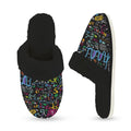 Colourful Maths Formulas Women's Fur Trim Thick-Sole Indoor Slippers Women's Fur Trimmed Slippers Maths Printed Offshore