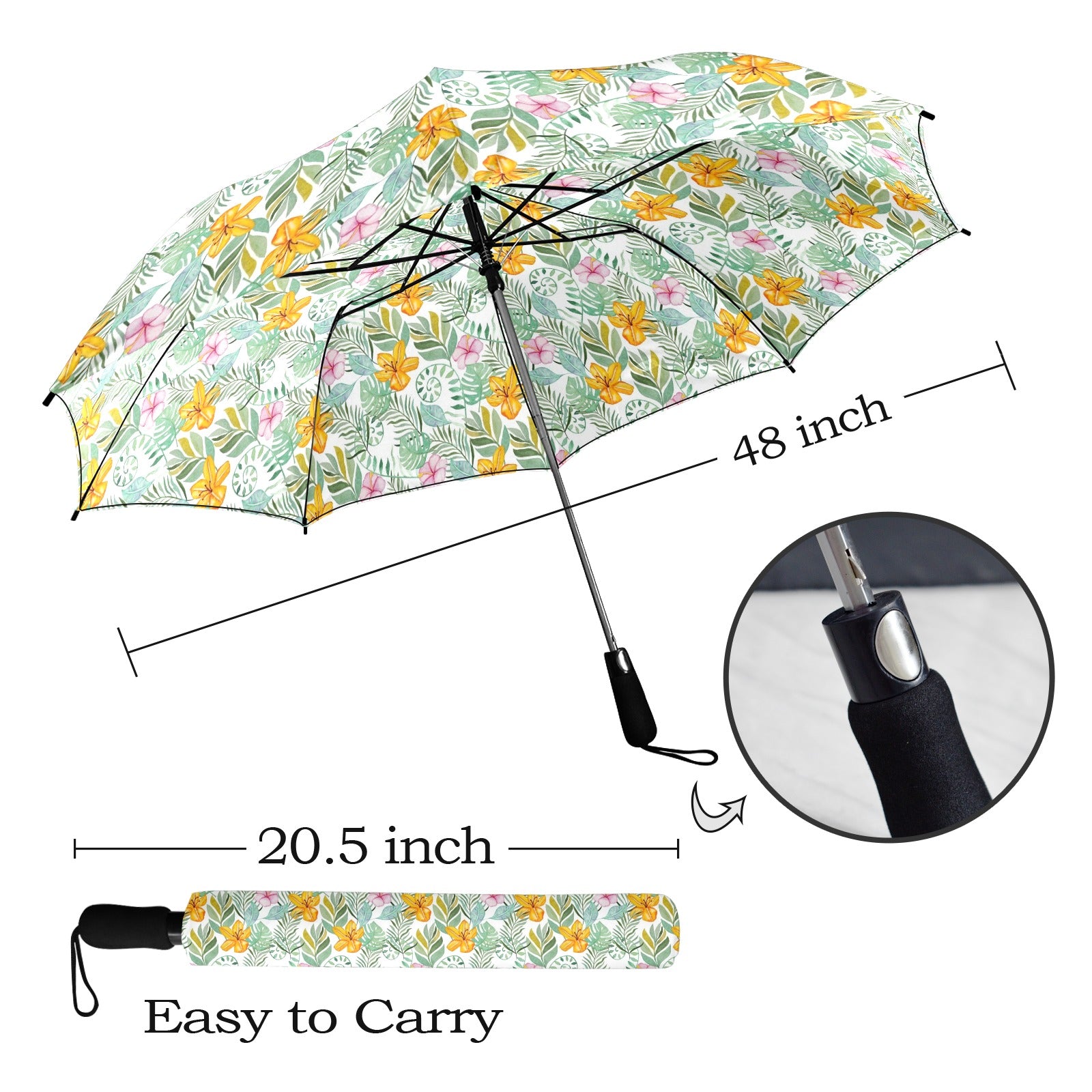 Tropical Flowers And Leaves Umbrella Umbrella Plants Printed Offshore