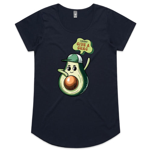 Avocado, I Don't Give A Guac - Womens Scoop Neck T-Shirt Navy Womens Scoop Neck T-shirt Food Printed In Australia