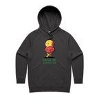 Music On, Worries Off - Womens Hoodie Coal Womens Hoodie Music Printed In Australia
