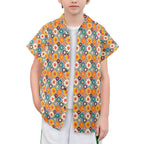 Happy Retro Flowers Senior Kids Hawaiian Shirt Senior Kids Hawaiian Shirt 8-15 Printed Offshore Retro