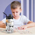 Cat Hello Kids Water Bottle with Chug Lid (12 oz) Kids Water Bottle with Chug Lid animal Printed Offshore