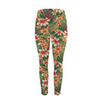 Vintage Hawaiian Flowers Women's High Waist Pockets Yoga Leggings Women's High Waist Pockets Yoga Leggings Plants Printed Offshore Surf
