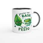 You're The Basil To My Pesto, Valentine - White 11oz Ceramic Mug with Colour Inside Colour 11oz Mug Food Globally Fulfilled Love