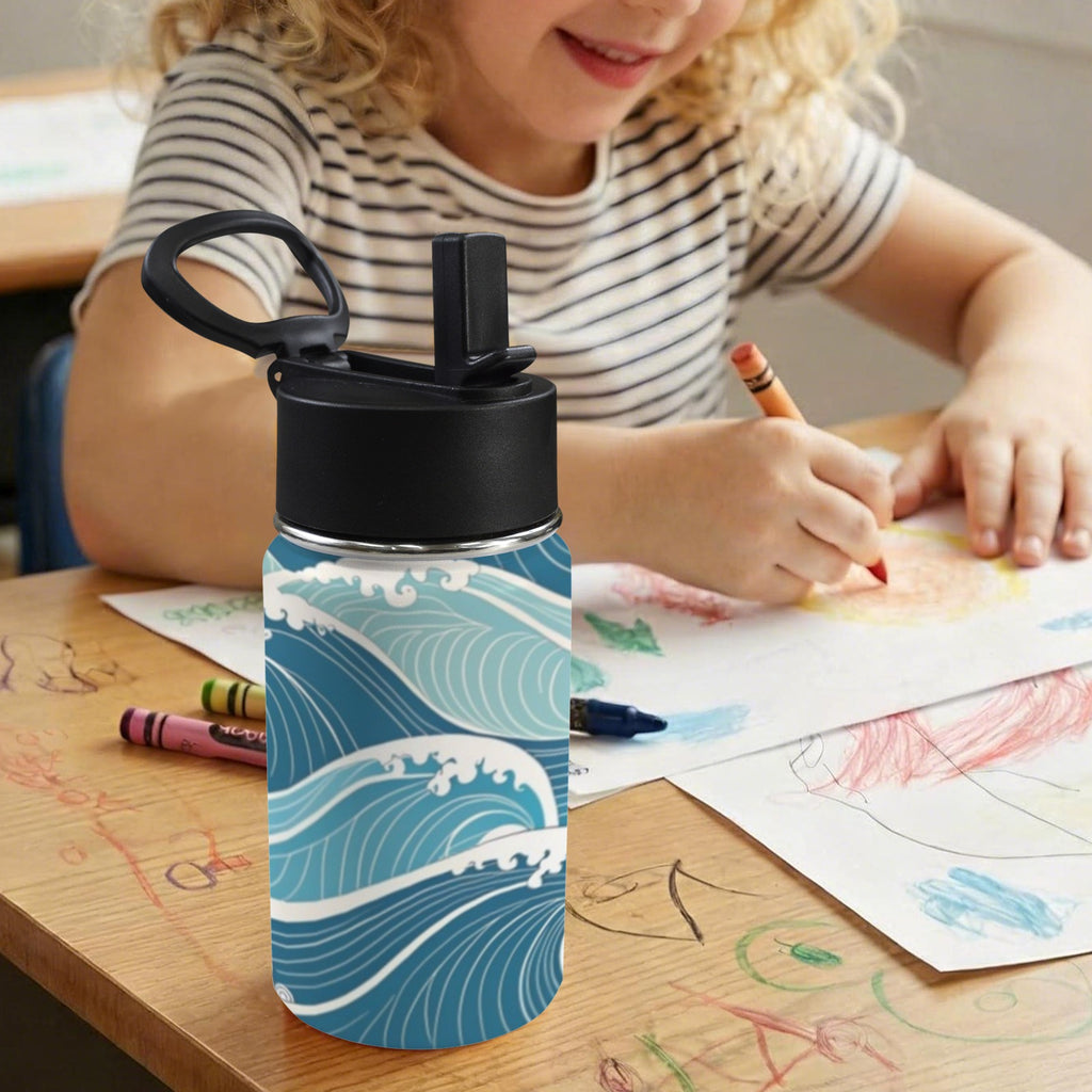 Ocean Waves 12oz Kids Water Bottle with Straw Lid