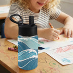Ocean Waves 12oz Kids Water Bottle with Straw Lid
