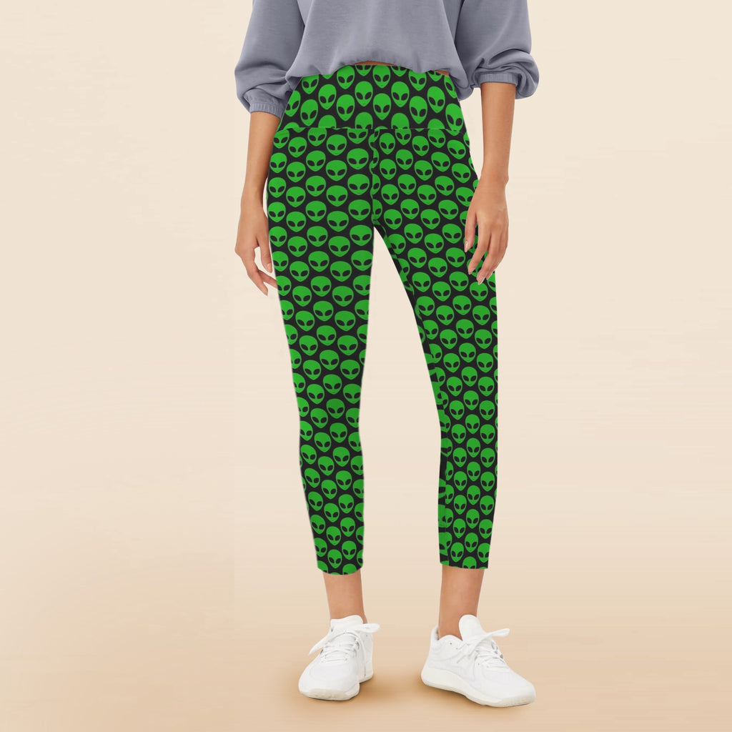 Aliens Women's High Waist Pockets Yoga Leggings 5XL Women's High Waist Pockets Yoga Leggings Printed Offshore Sci Fi