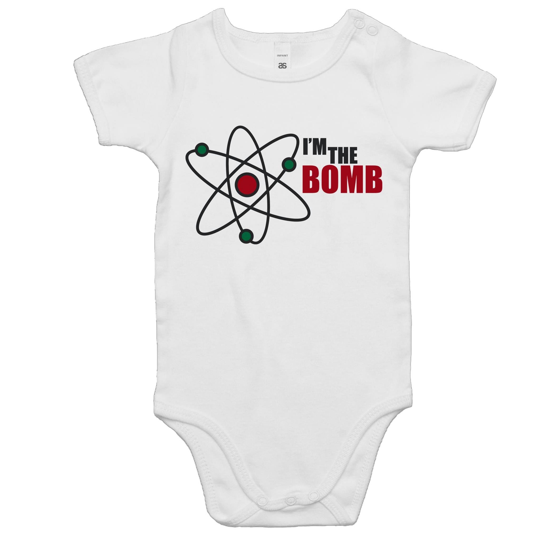I'm The Bomb, Atom - Baby Bodysuit White Baby Bodysuit Printed In Australia