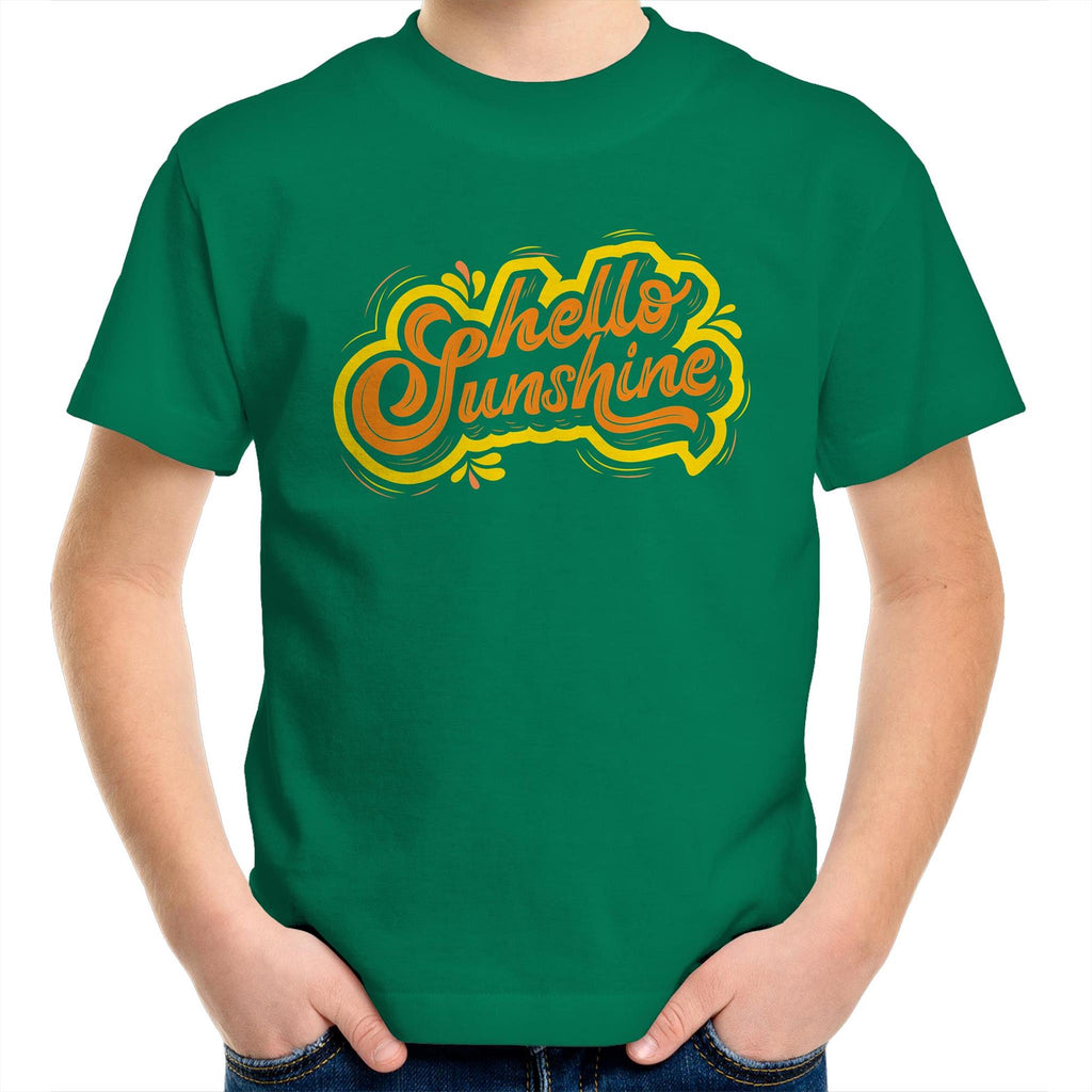 Hello Sunshine - Kids Youth T-Shirt Kelly Green Kids Youth T-shirt Printed In Australia Summer