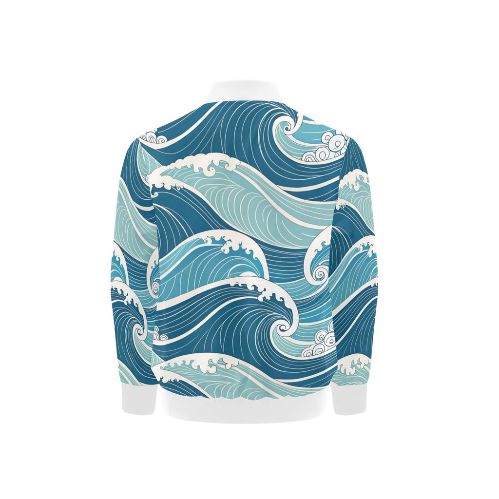 Ocean Waves Kids Bomber Jacket Kids Bomber Jacket Ocean Printed Offshore Surf
