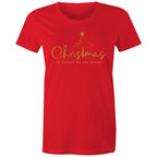 Christmas Is Better At The Beach - Womens T-shirt Red Womens Christmas T-shirt Christmas Printed In Australia