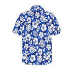 Blue Hawaiian Floral Men's Short Sleeve Hawaiian Shirt Men's Hawaiian Shirt (New) Plants Printed Offshore Surf