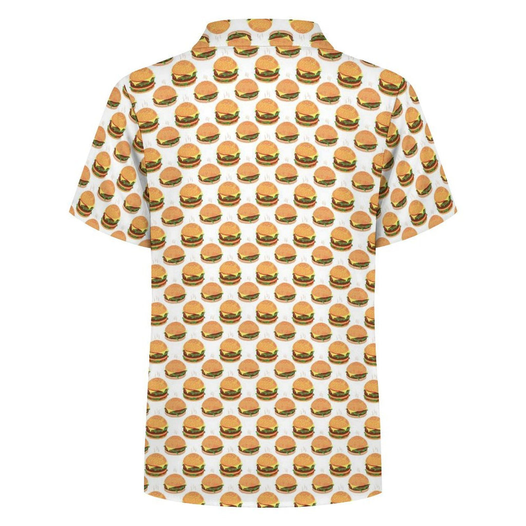 Hamburgers Kids Youth Short Sleeve Button Up Shirt