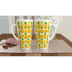 Happy Pineapples - White Latte 17oz Ceramic Mug Latte Mug food Globally Fulfilled