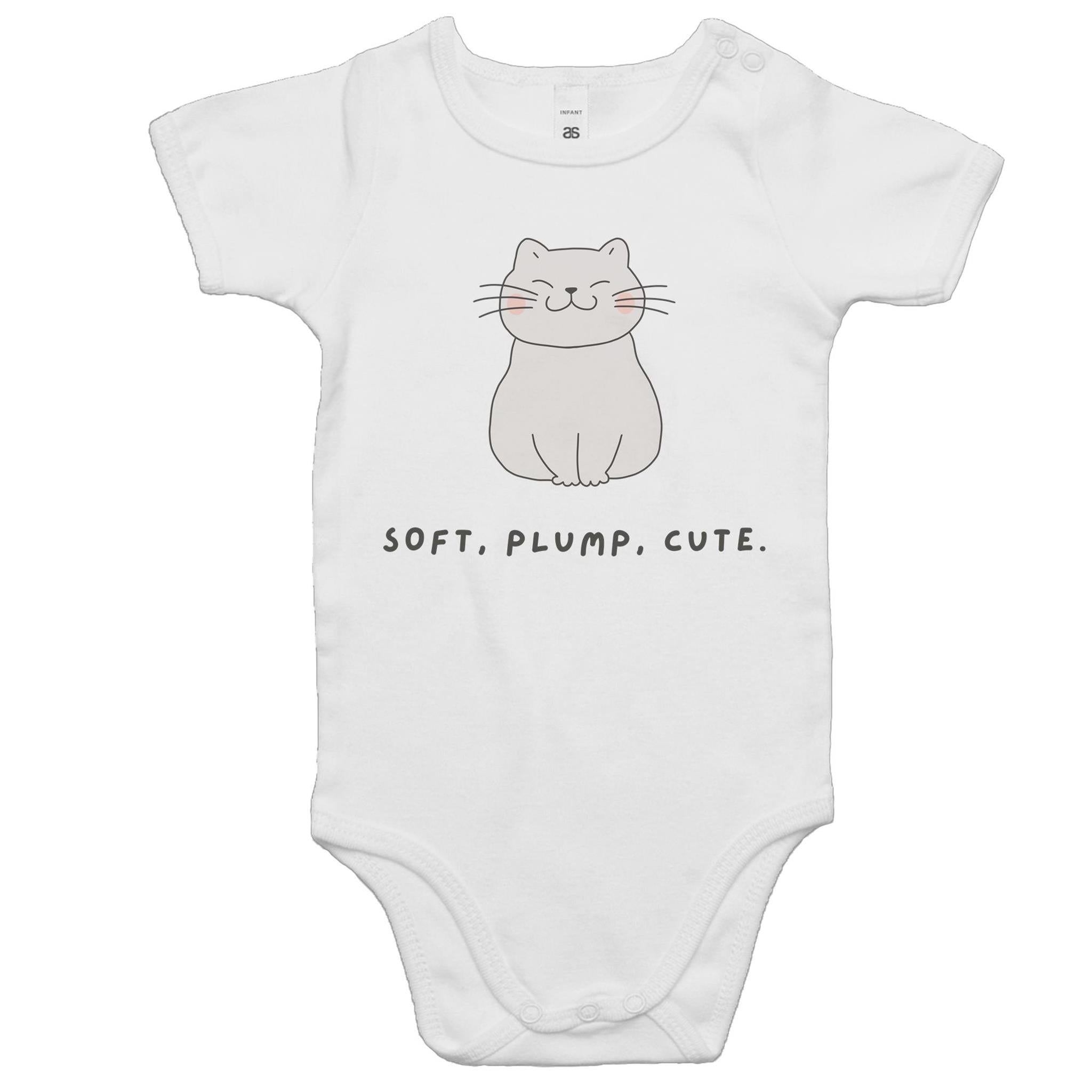 Cat, Soft, Plump, Cute - Baby Bodysuit White Baby Bodysuit animal Printed In Australia