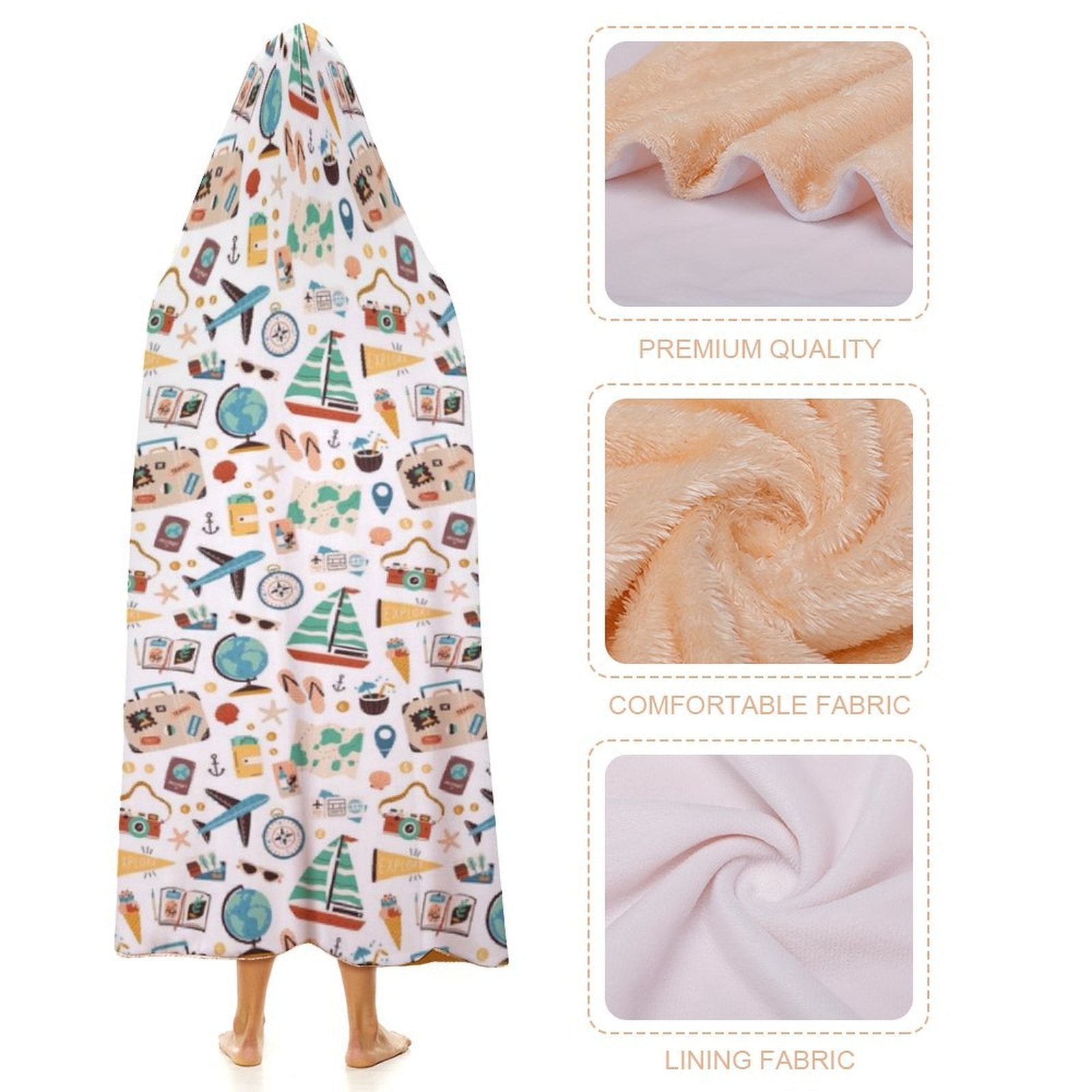Travel And Explore Kids Hooded Blanket 100cm x 130cm