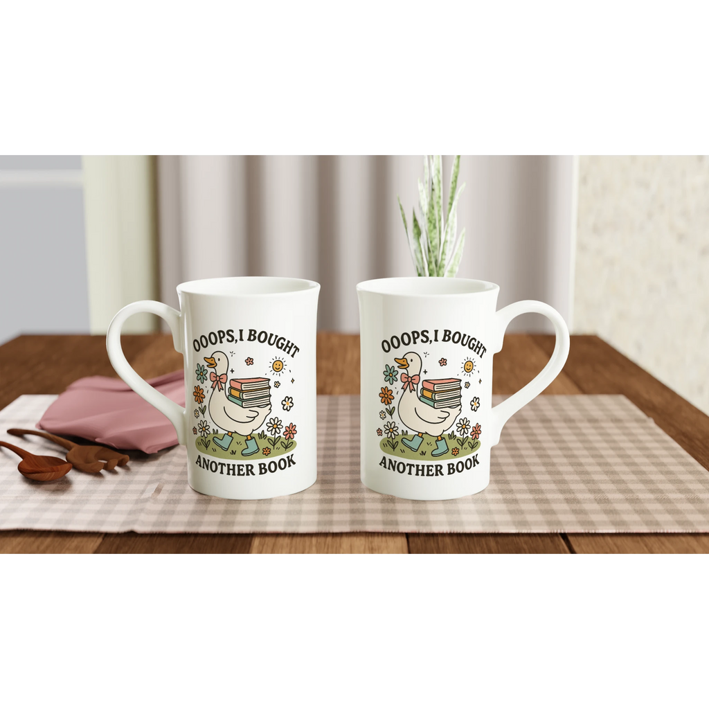 Oops, I Bought Another Book - White 10oz Porcelain Slim Mug Porcelain Mug animal Globally Fulfilled Reading