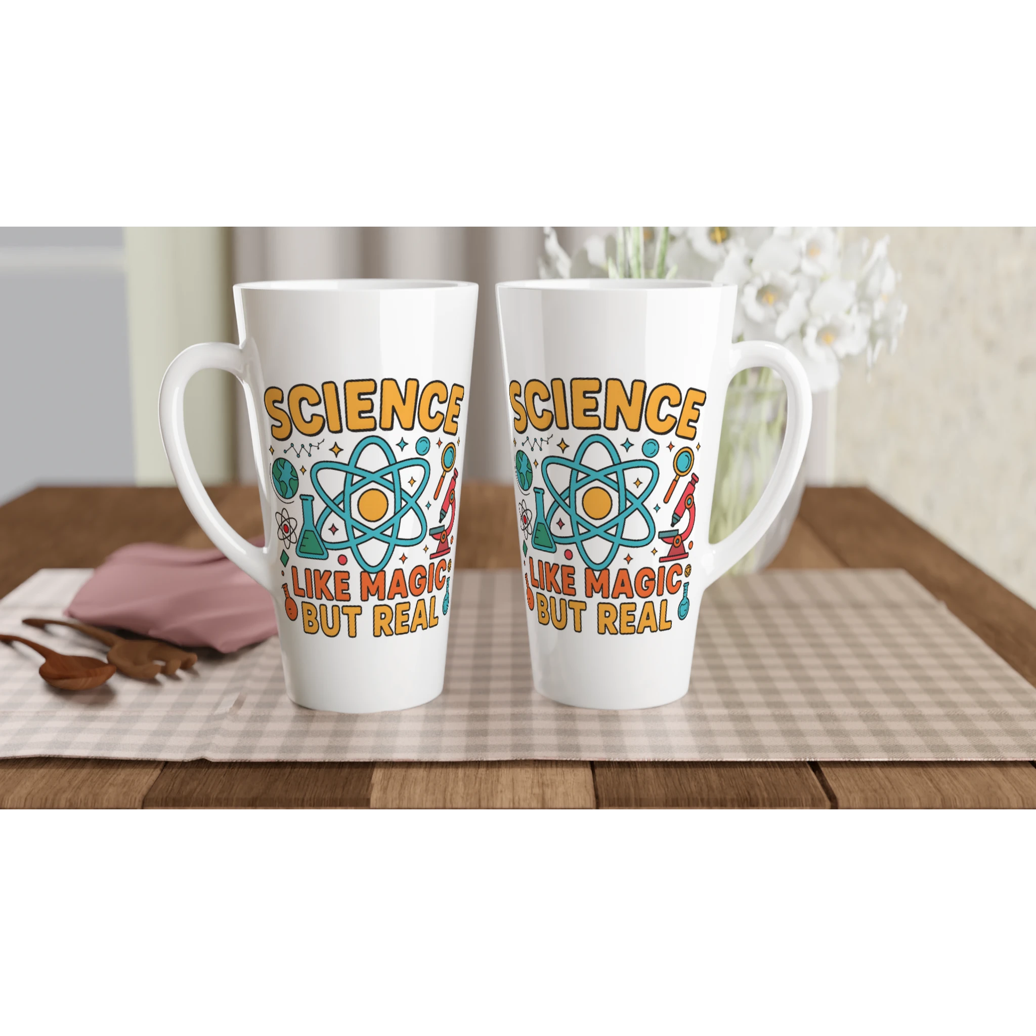 Personalised - Science, Like Magic But Real - White Latte 17oz Ceramic Mug Personalised Latte Mug Globally Fulfilled Science