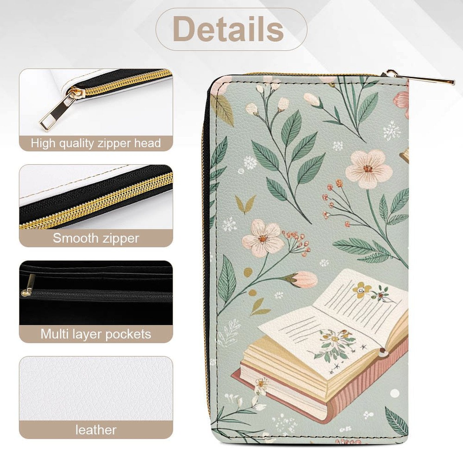 Books And Flowers -  PU Leather Wallet