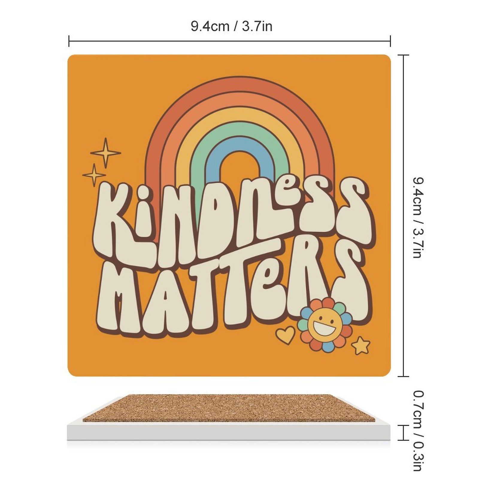 Kindness Matters - Ceramic Coasters (Square) Ceramic Coasters Kindness Printed Offshore