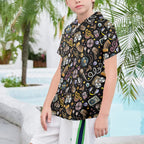 Retro Music Mix Senior Kids Hawaiian Shirt Senior Kids Hawaiian Shirt 8-15 Music Printed Offshore