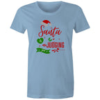 Santa Is Judging You - Womens T-shirt Carolina Blue Womens Christmas T-shirt Christmas Printed In Australia