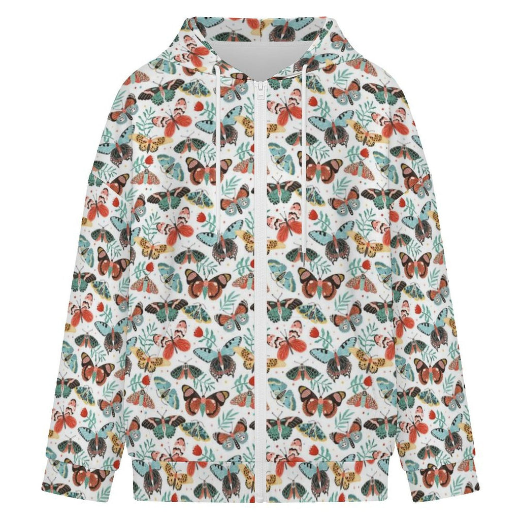 Pretty Moths And Butterflies Women's Full-Zip Hoodie