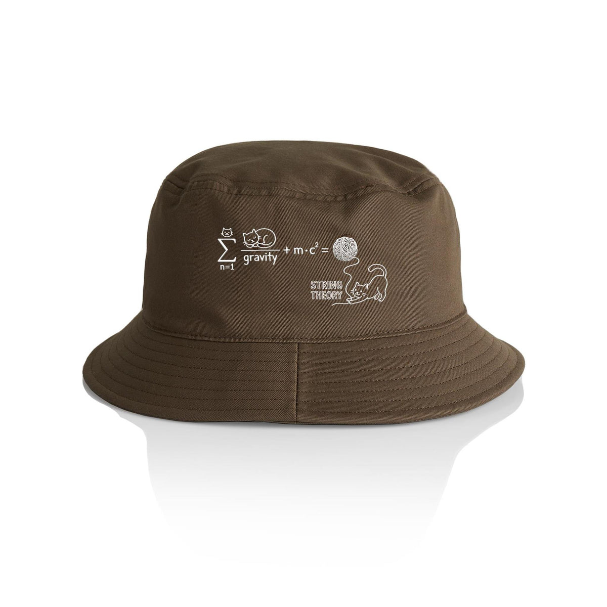 Cat String Theory Physics AS Colour Bucket Hat Walnut One Size As Colour Bucket Hat animal Printed In Australia Science
