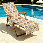 Round Pizzas On White Beach Chair Towel Cover with Side Pockets