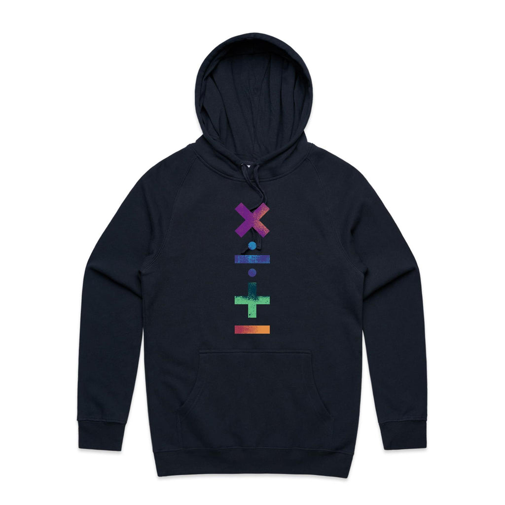 Math Symbols - Mens Hoodie Navy Mens Hoodie Maths Printed In Australia