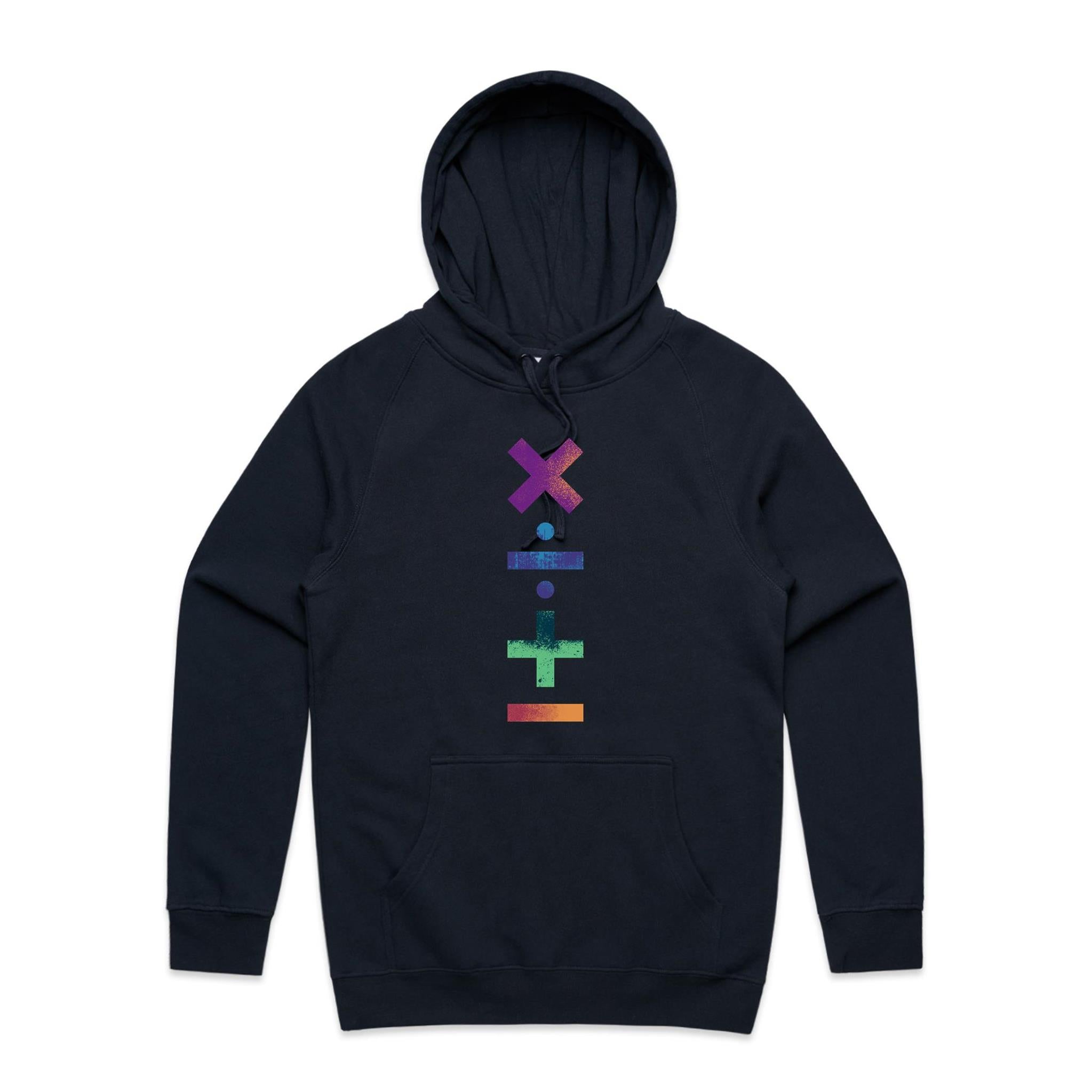 Math Symbols - Mens Hoodie Navy Mens Hoodie Maths Printed In Australia
