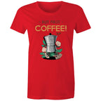 But First Coffee - Womens T-shirt Red Womens T-shirt Coffee Printed In Australia