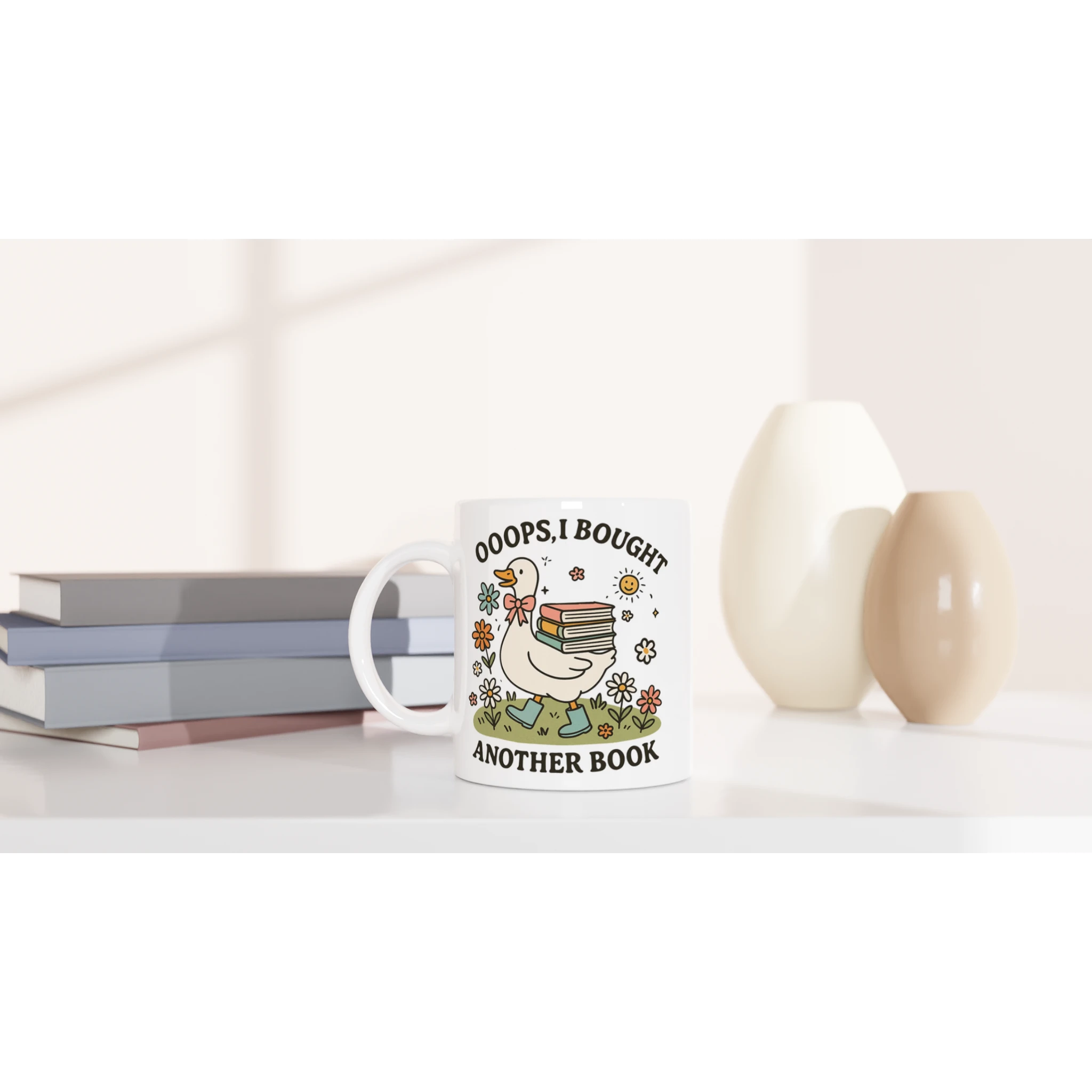 Oops, I Bought Another Book - White 11oz Ceramic Mug White 11oz Mug animal Globally Fulfilled Reading